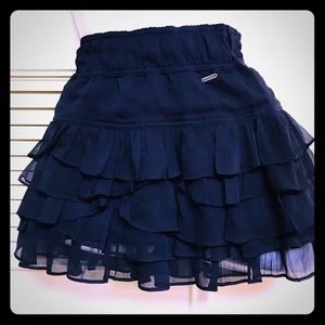 Cute Dark Blue Ruffle Hollister Mini Skirt Sz XS